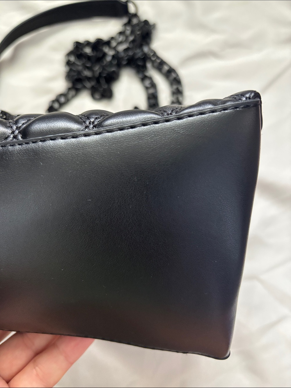 ALDO Black Quilted Shoulder Bag with Chain Strap - Picture 9 of 9